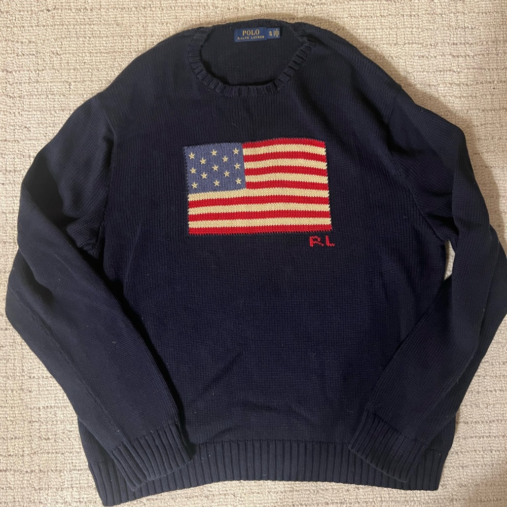 Polo by Ralph Lauren Navy Sweater with American Flag Knit